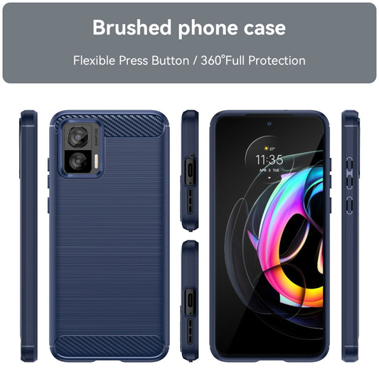 For Motorola Edge 30 Fusion Brushed Texture Carbon Fiber TPU Case(Navy Blue) by buy2fix