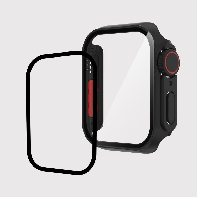 For Apple Watch Series 9 / 8 / 7 45mm Film PC Watch Case with Detachable Button (Black) - Watch Cases by buy2fix | Online Shopping UK | buy2fix