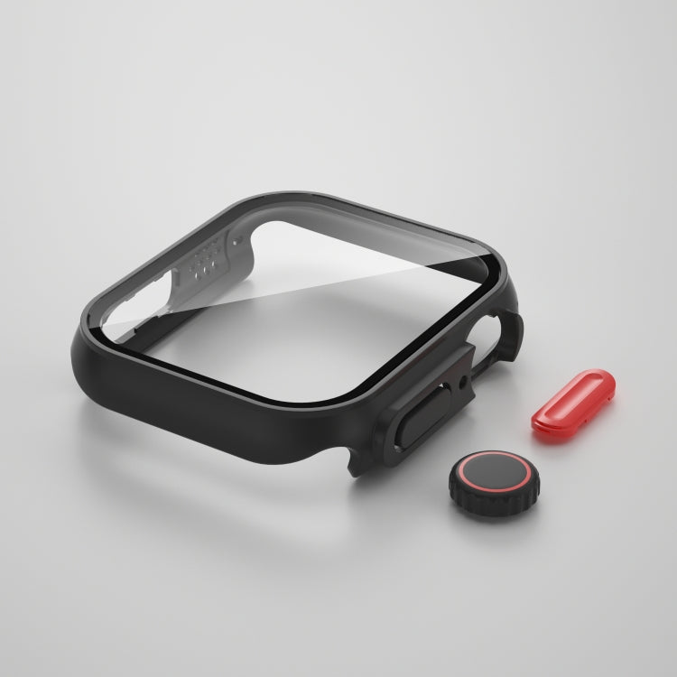 For Apple Watch Series 9 / 8 / 7 45mm Film PC Watch Case with Detachable Button (Black) - Watch Cases by buy2fix | Online Shopping UK | buy2fix