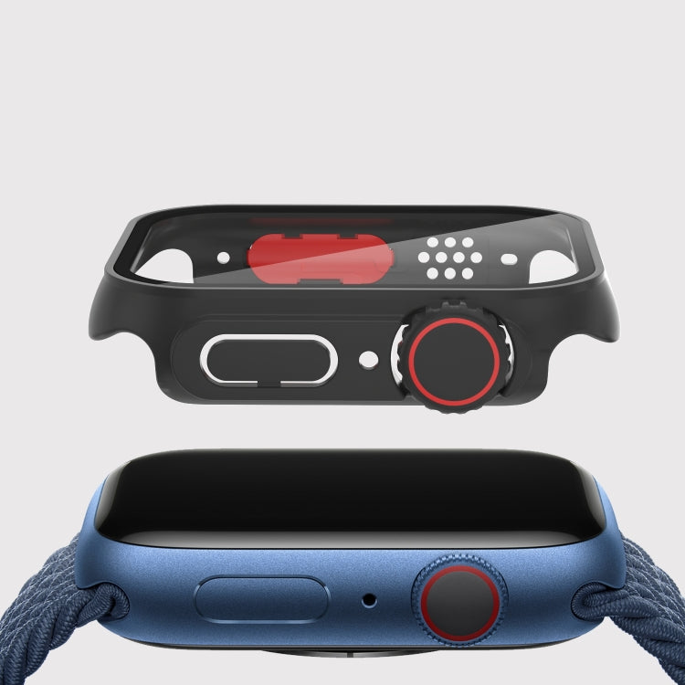 For Apple Watch Series 9 / 8 / 7 45mm Film PC Watch Case with Detachable Button (Black) - Watch Cases by buy2fix | Online Shopping UK | buy2fix