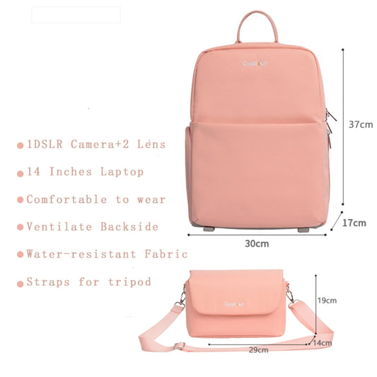 Cwatcun D75 Camera Backpacks Large Shockproof Cameras Lens Bags, Size:37 x 30 x 17cm(Pink) by Cwatcun