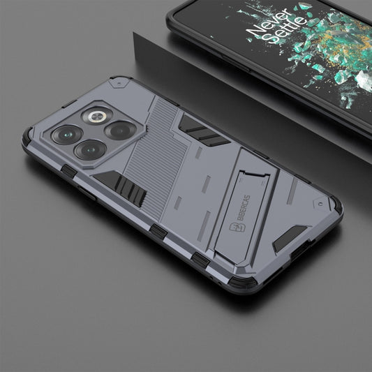 For OnePlus 10T 5G Punk Armor PC + TPU Phone Case with Holder(Grey) by buy2fix