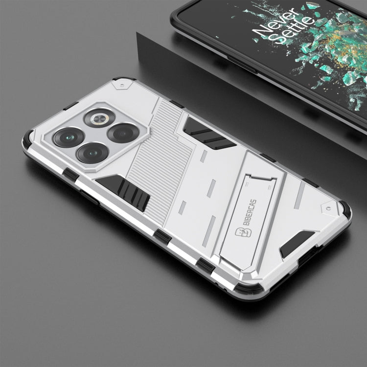 For OnePlus 10T 5G Punk Armor PC + TPU Phone Case with Holder(White) - OnePlus Cases by buy2fix | Online Shopping UK | buy2fix