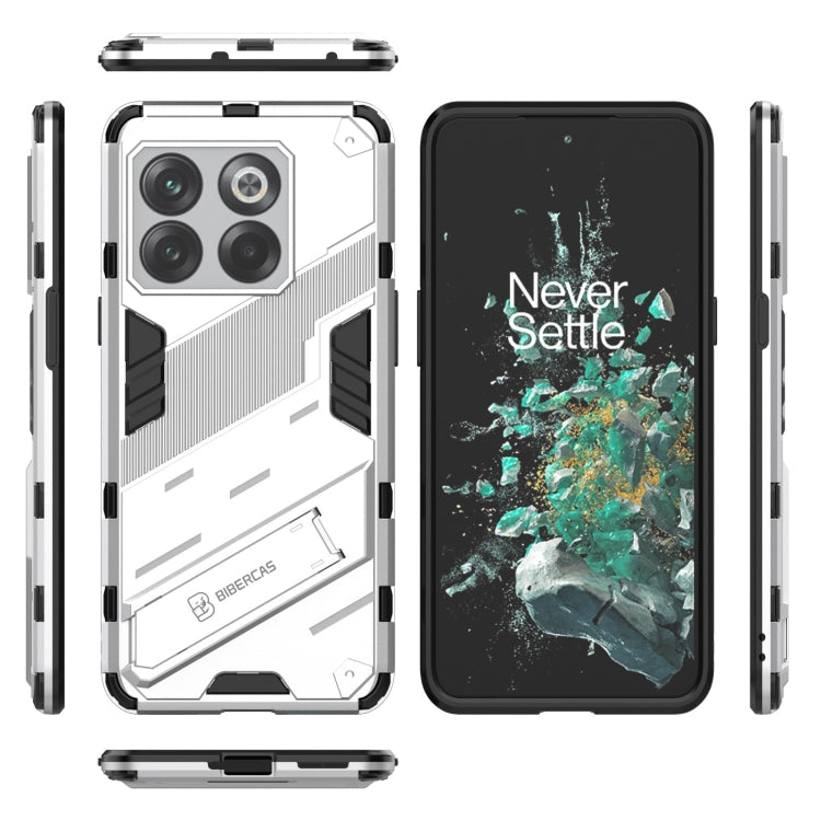 For OnePlus 10T 5G Punk Armor PC + TPU Phone Case with Holder(White) - OnePlus Cases by buy2fix | Online Shopping UK | buy2fix