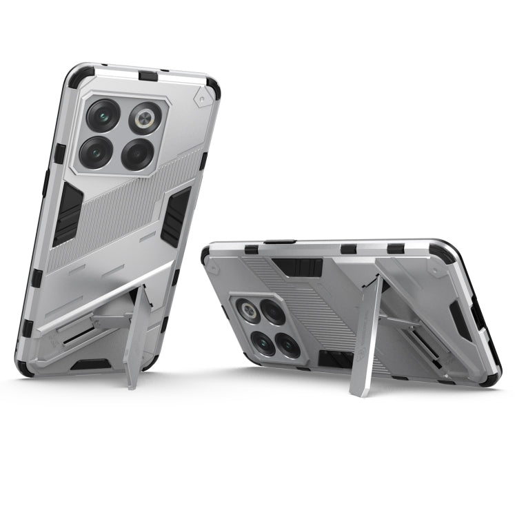 For OnePlus 10T 5G Punk Armor PC + TPU Phone Case with Holder(White) - OnePlus Cases by buy2fix | Online Shopping UK | buy2fix