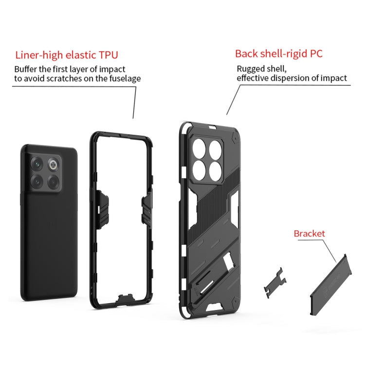 For OnePlus 10T 5G Punk Armor PC + TPU Phone Case with Holder(White) - OnePlus Cases by buy2fix | Online Shopping UK | buy2fix