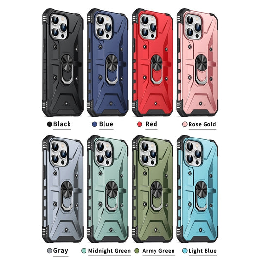 For iPhone 14 Pro Max Ring Holder Phone Case (Light Blue) by buy2fix