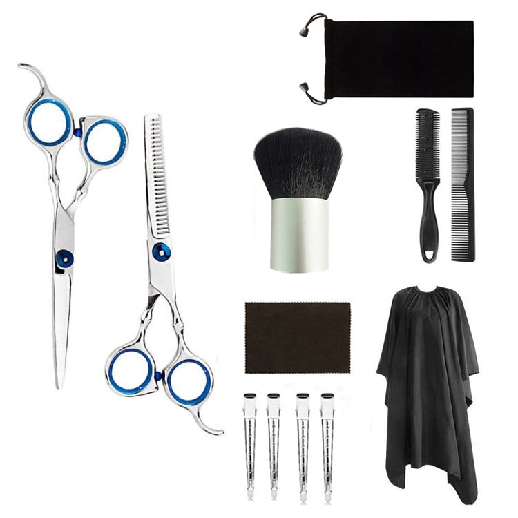 12pcs / Set Professional Hair Cutting Thinning Scissor Hairdressing Flat Shear Scissors Kit(Blue) - Hair Trimmer by buy2fix | Online Shopping UK | buy2fix