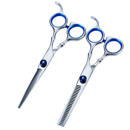 12pcs / Set Professional Hair Cutting Thinning Scissor Hairdressing Flat Shear Scissors Kit(Blue) by buy2fix