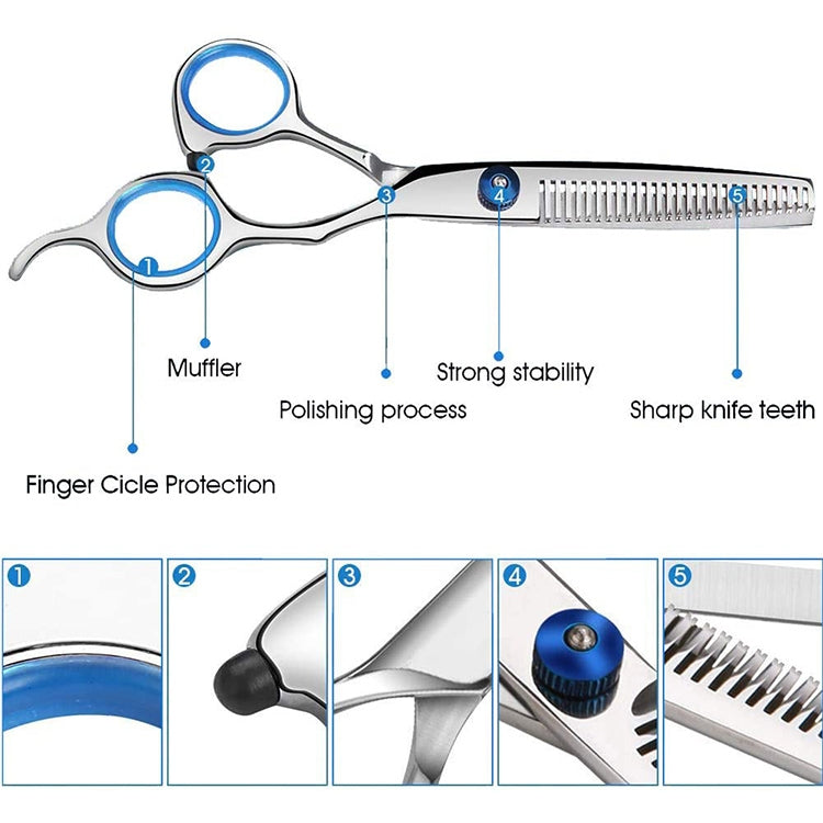 12pcs / Set Professional Hair Cutting Thinning Scissor Hairdressing Flat Shear Scissors Kit(Blue) - Hair Trimmer by buy2fix | Online Shopping UK | buy2fix