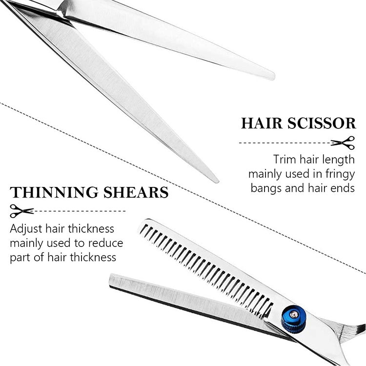 12pcs / Set Professional Hair Cutting Thinning Scissor Hairdressing Flat Shear Scissors Kit(Blue) - Hair Trimmer by buy2fix | Online Shopping UK | buy2fix