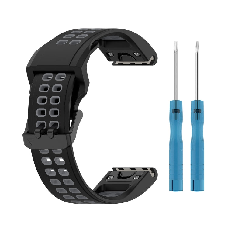 For Garmin Fenix 7S / 6S / 5S Two-color Silicone Watch Band(Black Grey) - Watch Bands by buy2fix | Online Shopping UK | buy2fix
