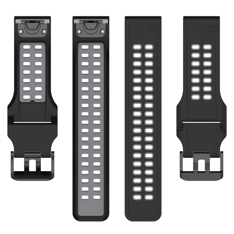 For Garmin Fenix 7S / 6S / 5S Two-color Silicone Watch Band(Black Grey) - Watch Bands by buy2fix | Online Shopping UK | buy2fix