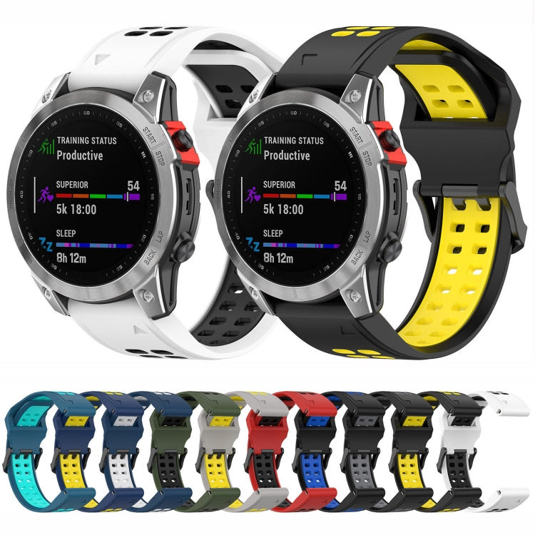 For Garmin Fenix 7S / 6S / 5S Two-color Silicone Watch Band(Black Grey) - Watch Bands by buy2fix | Online Shopping UK | buy2fix