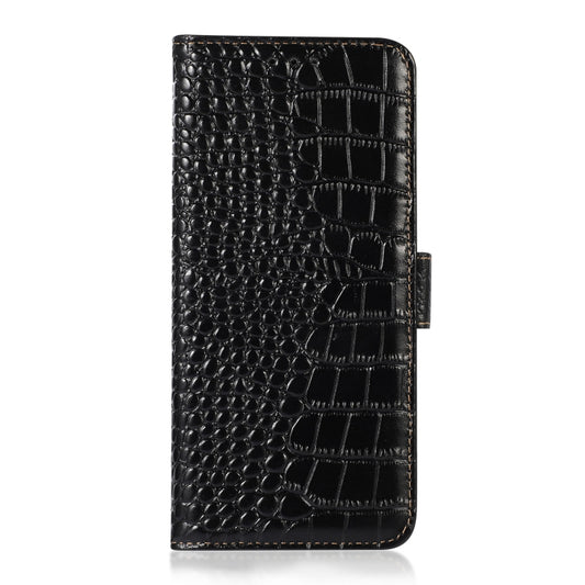 For Motorola Moto S30 Pro Crocodile Top Layer Cowhide Leather Phone Case(Black) by buy2fix