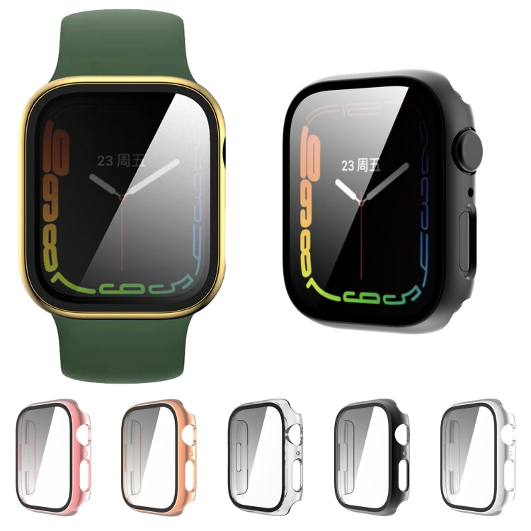 Tempered Glass Film Plating PC Watch Case For Apple Watch Series 9 / 8 & 7 41mm(Silver) by buy2fix