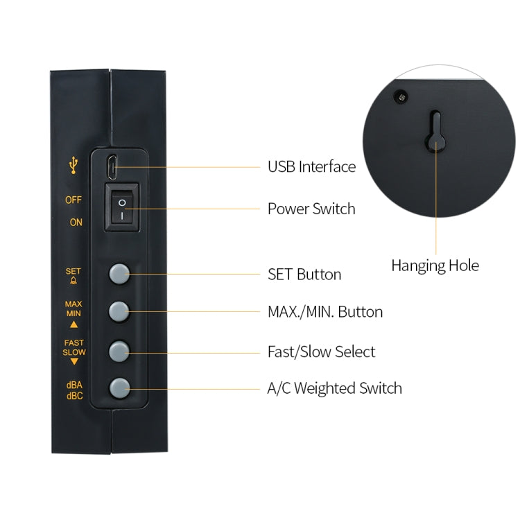 SmartSensor AR884A Smart Wall Mounted Sound Level Meter, EU/US Plug - Light & Sound Meter by buy2fix | Online Shopping UK | buy2fix