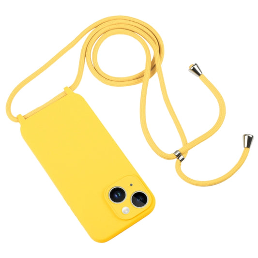 For iPhone 14 Crossbody Lanyard Liquid Silicone Case(Yellow) by buy2fix