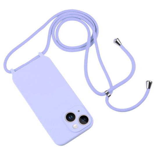 For iPhone 14 Crossbody Lanyard Liquid Silicone Case(Light Purple) by buy2fix