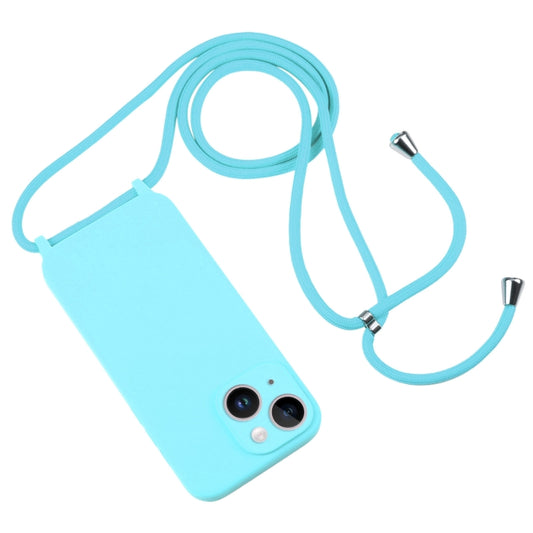 For iPhone 14 Crossbody Lanyard Liquid Silicone Case(Ice Blue) by buy2fix