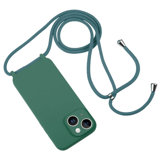 For iPhone 14 Crossbody Lanyard Liquid Silicone Case(Pine Needle Green) by buy2fix
