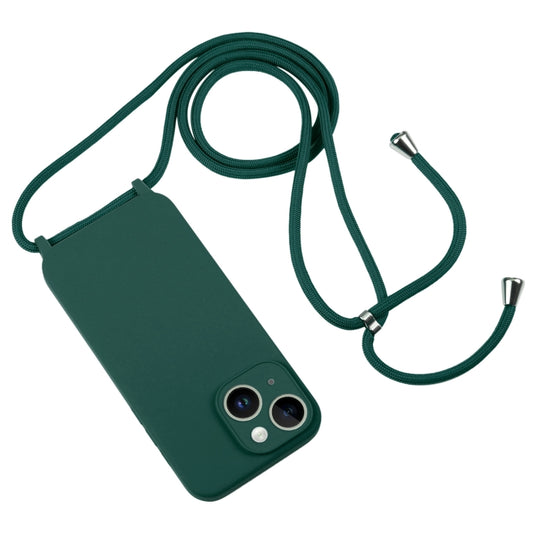 For iPhone 14 Plus Crossbody Lanyard Liquid Silicone Case(Clover Green) by buy2fix