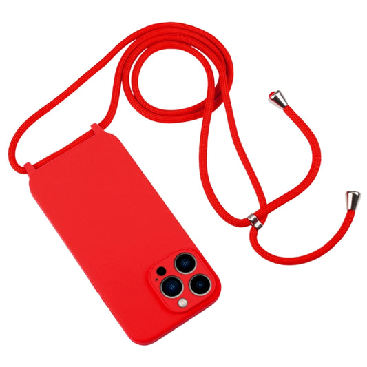 For iPhone 13 Pro Max Crossbody Lanyard Liquid Silicone Case(Red) by buy2fix