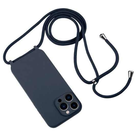 For iPhone 13 Pro Max Crossbody Lanyard Liquid Silicone Case(Midnight Blue) by buy2fix