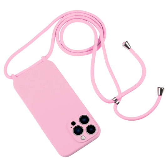 For iPhone 13 Pro Max Crossbody Lanyard Liquid Silicone Case(Pink) by buy2fix