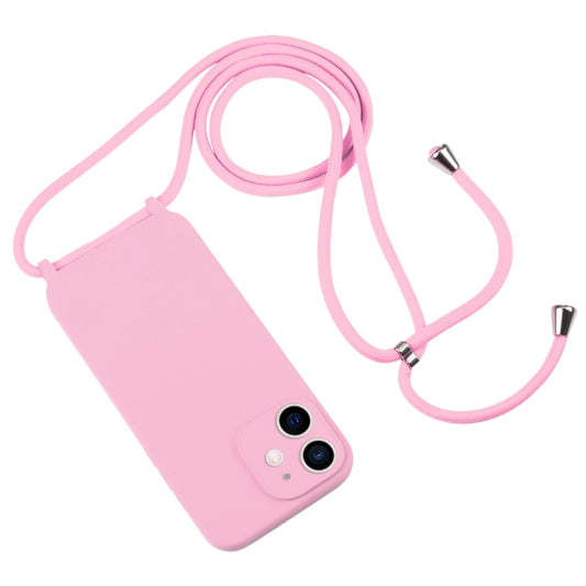 For iPhone 12 Crossbody Lanyard Liquid Silicone Case(Pink) by buy2fix