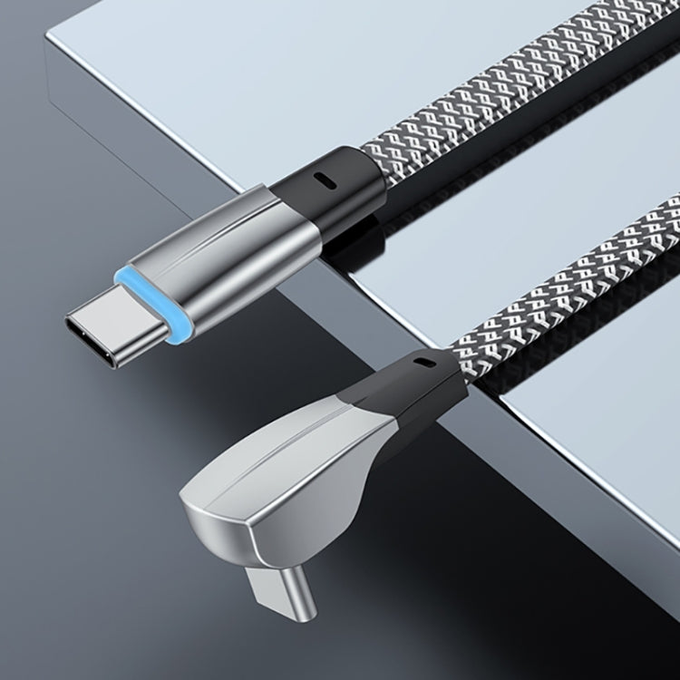 3A USB-C/Type-C to USB-C/Type-C Elbow Fast Charge Data Cable, Length:1.2m(Grey) - USB-C & Type-C Cable by buy2fix | Online Shopping UK | buy2fix