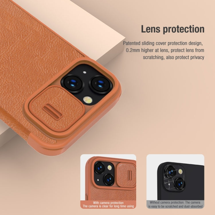 For iPhone 14 Plus NILLKIN QIN Series Pro Crazy Horse Texture Leather Case(Black) - iPhone 14 Plus Cases by NILLKIN | Online Shopping UK | buy2fix