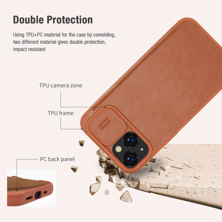 For iPhone 14 Plus NILLKIN QIN Series Pro Crazy Horse Texture Leather Case(Black) - iPhone 14 Plus Cases by NILLKIN | Online Shopping UK | buy2fix
