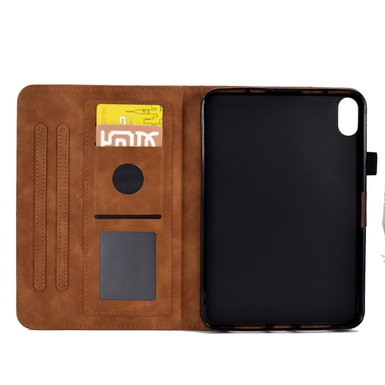 For iPad mini 2024 / mini 6 Embossed Smile Flip Tablet Leather Smart Case(Brown) - iPad mini 6 Cases by buy2fix | Online Shopping UK | buy2fix