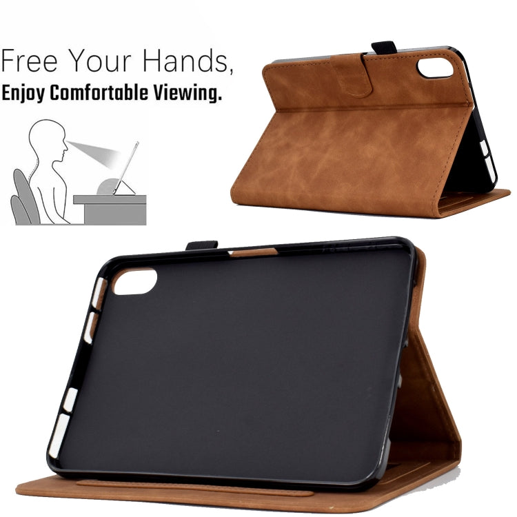 For iPad mini 2024 / mini 6 Embossed Smile Flip Tablet Leather Smart Case(Brown) - iPad mini 6 Cases by buy2fix | Online Shopping UK | buy2fix