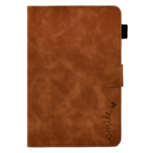 For iPad mini 5/4/3/2/1 Embossed Smile Flip Tablet Leather Smart Case(Brown) - iPad mini (2019) / mini 5 Cases by buy2fix | Online Shopping UK | buy2fix
