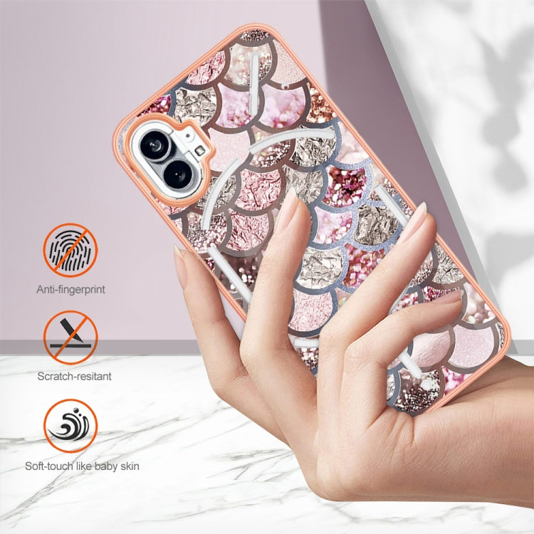 For Nothing Phone 1 Electroplating IMD TPU Phone Case with Ring(Pink Scales) by buy2fix