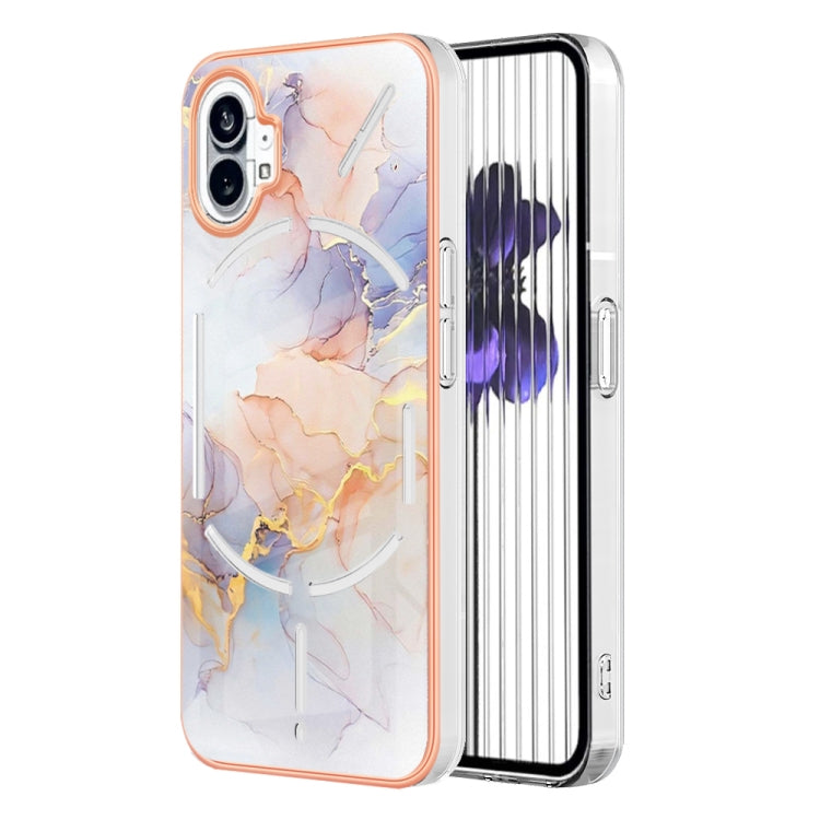 For Nothing Phone 1 Electroplating IMD TPU Phone Case with Ring(White Marble) - Nothing Cases by buy2fix | Online Shopping UK | buy2fix