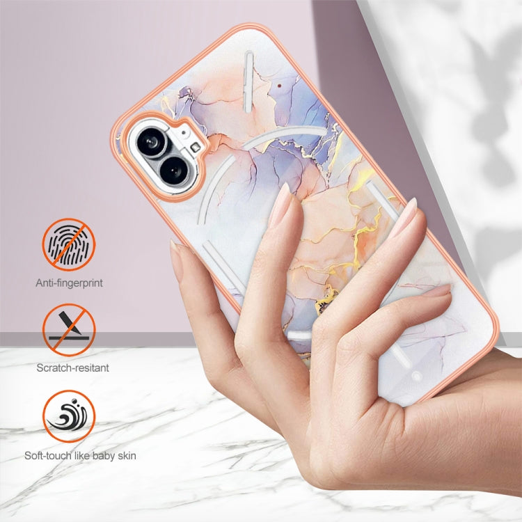 For Nothing Phone 1 Electroplating IMD TPU Phone Case with Ring(White Marble) by buy2fix