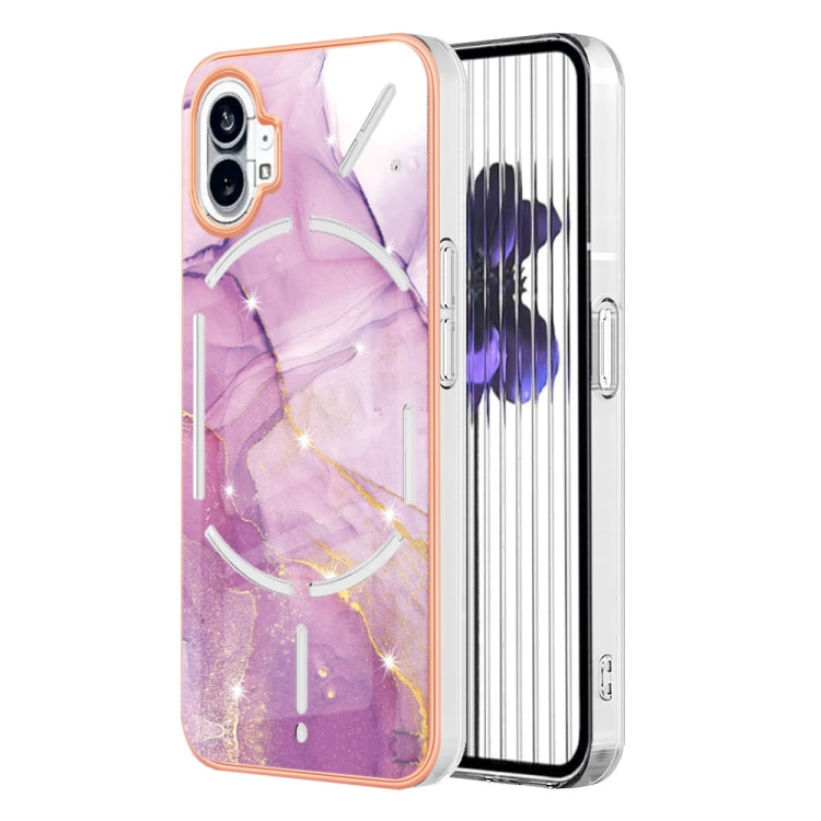 For Nothing Phone 1 Electroplating Marble Pattern IMD TPU Phone Case(Purple 001) - Nothing Cases by buy2fix | Online Shopping UK | buy2fix