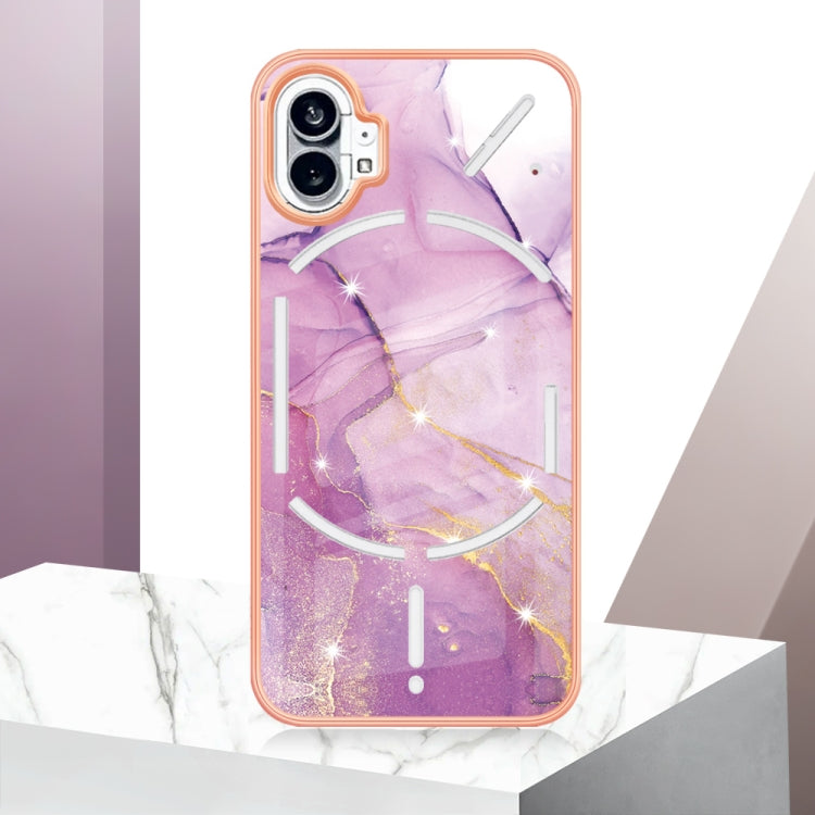 For Nothing Phone 1 Electroplating Marble Pattern IMD TPU Phone Case(Purple 001) - Nothing Cases by buy2fix | Online Shopping UK | buy2fix