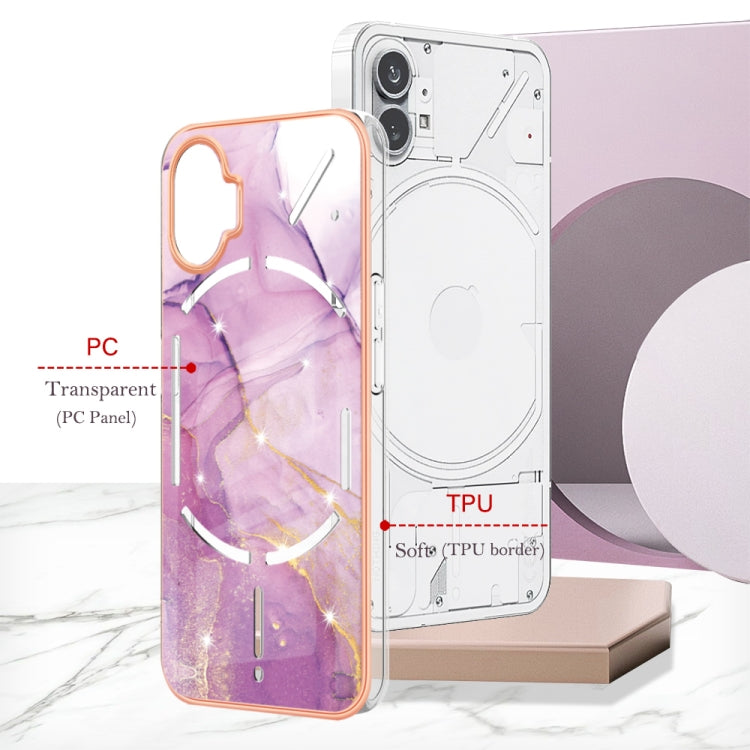 For Nothing Phone 1 Electroplating Marble Pattern IMD TPU Phone Case(Purple 001) - Nothing Cases by buy2fix | Online Shopping UK | buy2fix