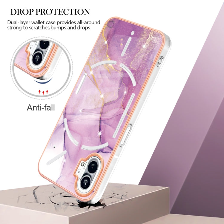 For Nothing Phone 1 Electroplating Marble Pattern IMD TPU Phone Case(Purple 001) - Nothing Cases by buy2fix | Online Shopping UK | buy2fix