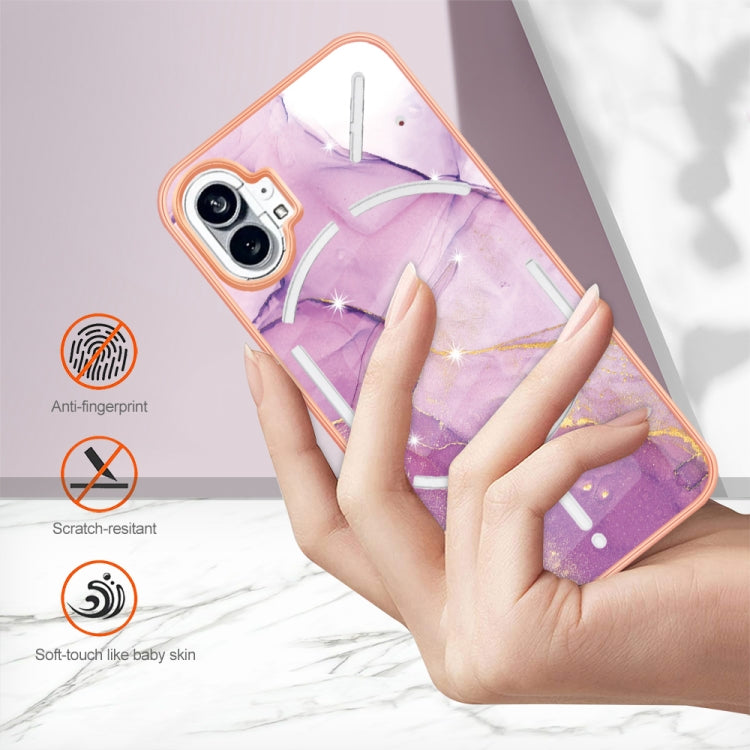 For Nothing Phone 1 Electroplating Marble Pattern IMD TPU Phone Case(Purple 001) - Nothing Cases by buy2fix | Online Shopping UK | buy2fix