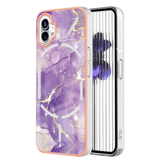 For Nothing Phone 1 Electroplating Marble Pattern IMD TPU Phone Case(Purple 002) - Nothing Cases by buy2fix | Online Shopping UK | buy2fix