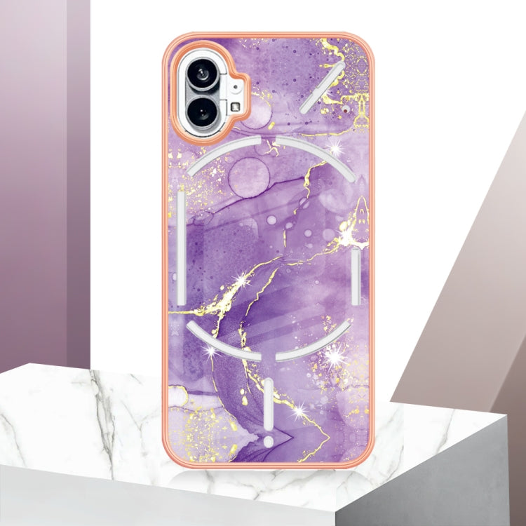 For Nothing Phone 1 Electroplating Marble Pattern IMD TPU Phone Case(Purple 002) - Nothing Cases by buy2fix | Online Shopping UK | buy2fix