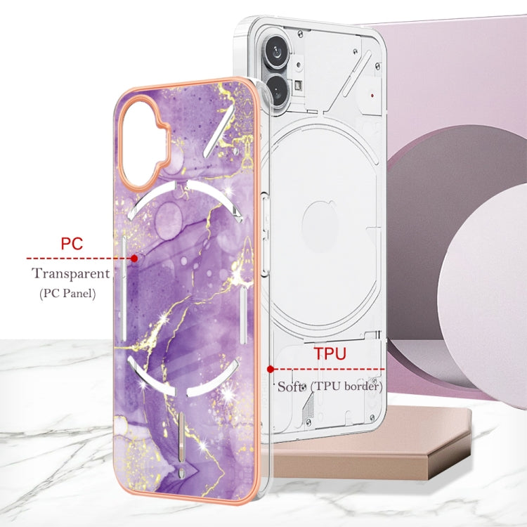 For Nothing Phone 1 Electroplating Marble Pattern IMD TPU Phone Case(Purple 002) - Nothing Cases by buy2fix | Online Shopping UK | buy2fix