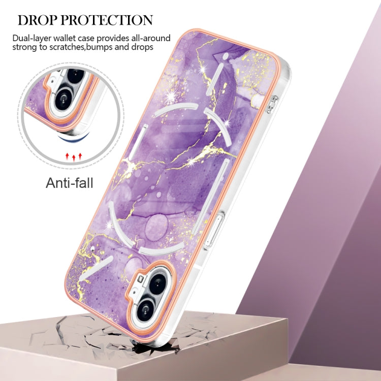 For Nothing Phone 1 Electroplating Marble Pattern IMD TPU Phone Case(Purple 002) - Nothing Cases by buy2fix | Online Shopping UK | buy2fix