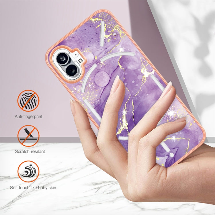 For Nothing Phone 1 Electroplating Marble Pattern IMD TPU Phone Case(Purple 002) - Nothing Cases by buy2fix | Online Shopping UK | buy2fix