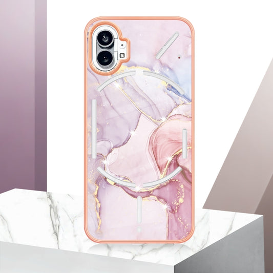 For Nothing Phone 1 Electroplating Marble Pattern IMD TPU Phone Case(Rose Gold 005) - Nothing Cases by buy2fix | Online Shopping UK | buy2fix